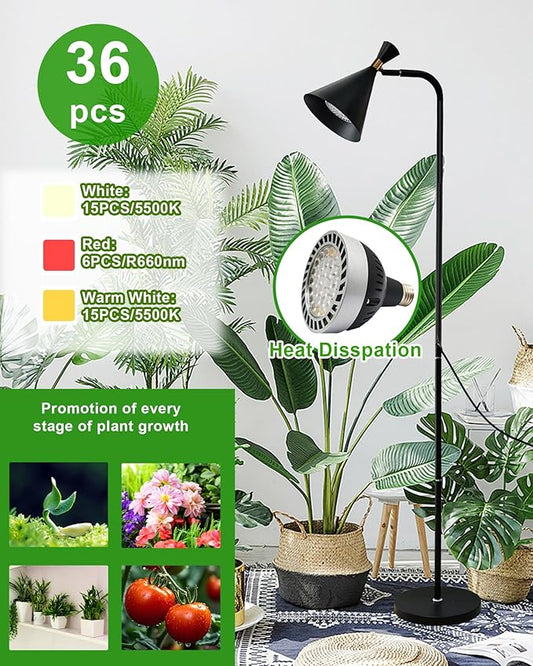 Standing Plant Grow Light, LED Growing Light Full Spectrum for Indoor Plants,4/8/12H Timer, Flow Grow Light for Tall Large Indoor Plants
