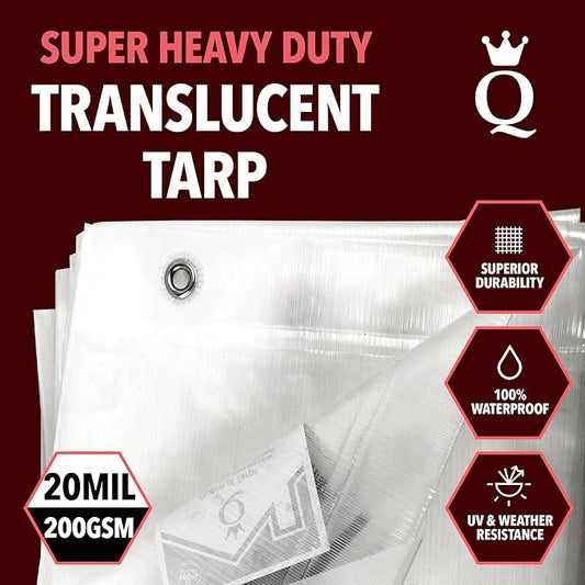 QUEEN OF TARPS | 12x16 Super Heavy Duty Tarp Waterproof, 200 GSM is 20 MIL, UV/Tear Resistant Tarp, Camping, Outdoor Furniture, Car, Tents, Painting, Firewood Protection | 12x16, Super Duty