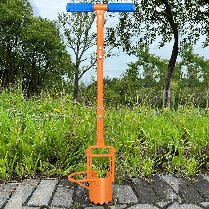 glorousamc Bulb Planter, Weeder, Sod Plugger, Flower Planting, Soil Sampler-5-IN-1 Lawn Tool and Garden Tool - Enhanced Bottom Edge for Easier Penetration, 33.5 Inch(A)