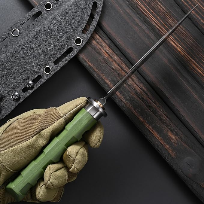 Sitivien ST29 Fixed Blade Knife, AUS-10 Steel Blade G10 Handle Full Tang Bowie Knife for Outdoor Camping Hunting Fishing Working(Green)