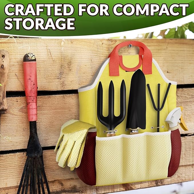 10 Pcs Garden Tool Set for Women – Ergonomic Lightweight Gardening Hand Tools with Convenient Little Bag, Sturdy Metal Garden Tools Set, Easy Handling for Outdoor Plant Care, Gardening Kit for Women