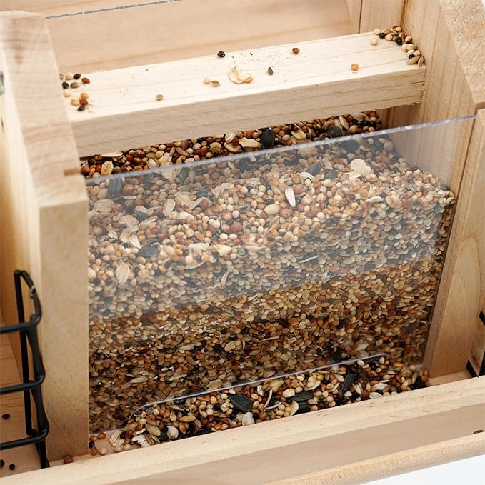 Wood Bird Feeders for Outdoors - Large with 2 Suet Cages, Waterproof for Garden Decoration