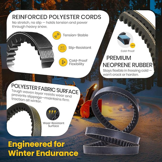 2-Pack 754-04050, 954-04050, 954-04050a Neoprene Rubber Snow Blower Belt for MTD, Compatible with Troy-Bilt Squall 2100, Auger Drive Belt, 1/2" x 35"