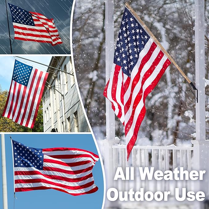 American Flag 20x38 ft TearProof Series, Heavy Duty Tough Spun Polyester USA Flags High Wind, US Flags for Outside Outdoor with Durable Embroidered Stars Sewn Stripes, 7 Brass Grommets