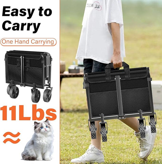 Wagons Carts Foldable - 360Lbs Collapsible Wagon Cart with Wheels Portable - Folding Wagon Lightweight for Camping, Sports, Travel, Picnic, Groceries, Shopping