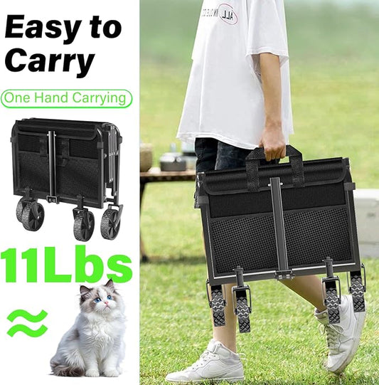 Wagons Carts Foldable - 360Lbs Collapsible Folding Wagon - Wagon Cart with Wheels Portable for Sports, Camping, Storage, Travel, Shopping