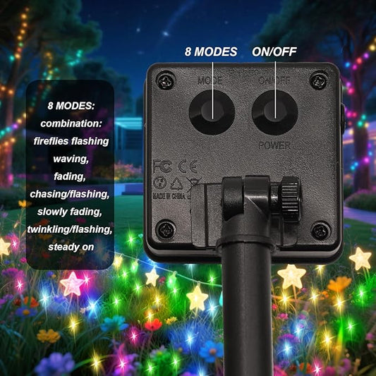 ANGMLN Solar Fairy String Lights Outside, 10 Strand 200 LEDs 8 Modes Watering Can Light for Outdoor(No Can), Firefly Bunch Lights Waterproof Solar Powered Waterfall Lights for Garden Decor