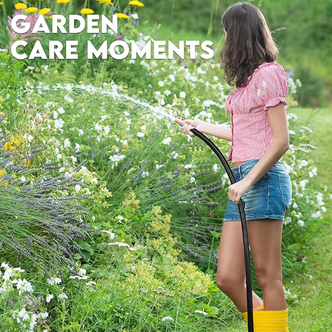 50ft 5/8” PVC Garden Hose, Black High Strength Flexible Water Hose-Versatile for Gardening, Agriculture, Industrial, Construction & Household Applications