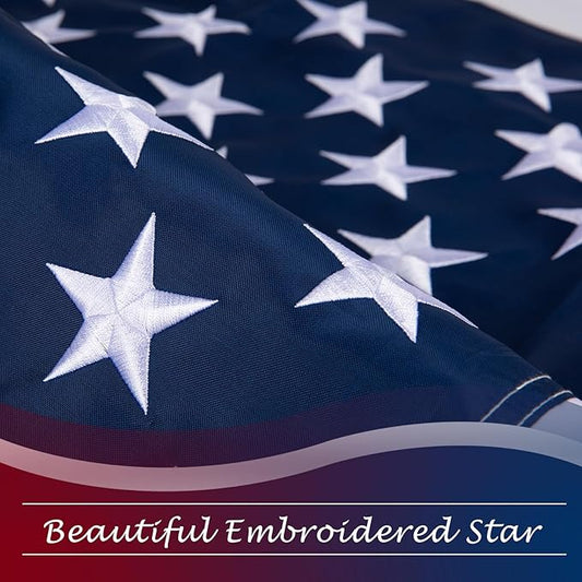10x15 American Flag for Outside, Heavy Duty Outdoor, All Weather, Embroidered Stars with Brass Grommetss (USA Flag 10X15FT)