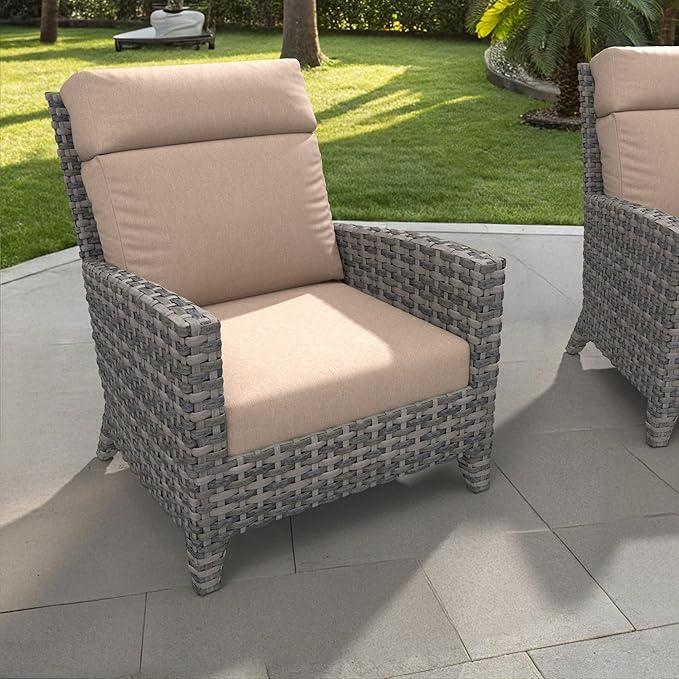 Covers & All Olefin Rectangle High Back Chair Cushion, 420 Denier Supportive Foam Seat and Poly Fill Back Outdoor High Back Chair Cushion, Water and for Patio High Back Chair Cushions
