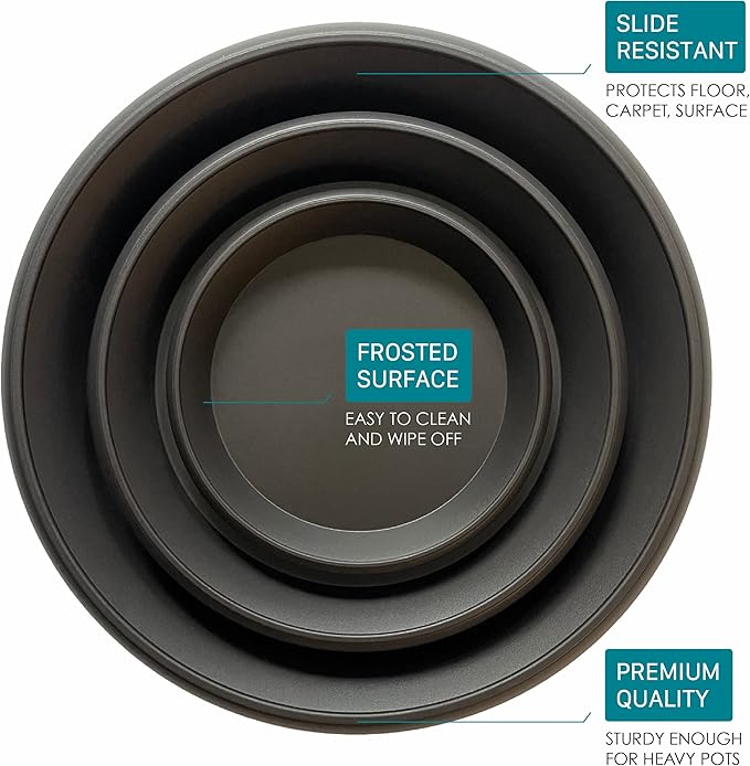 Plant Saucer 6 Pack Drip Trays Planter Pot Base Heavy Duty Plastic Drainage Tray for Indoor Houseplants Outdoor Garden 5 inch 8 inch 11 inch 3 Sizes 2 Each Round (Brownish Black)