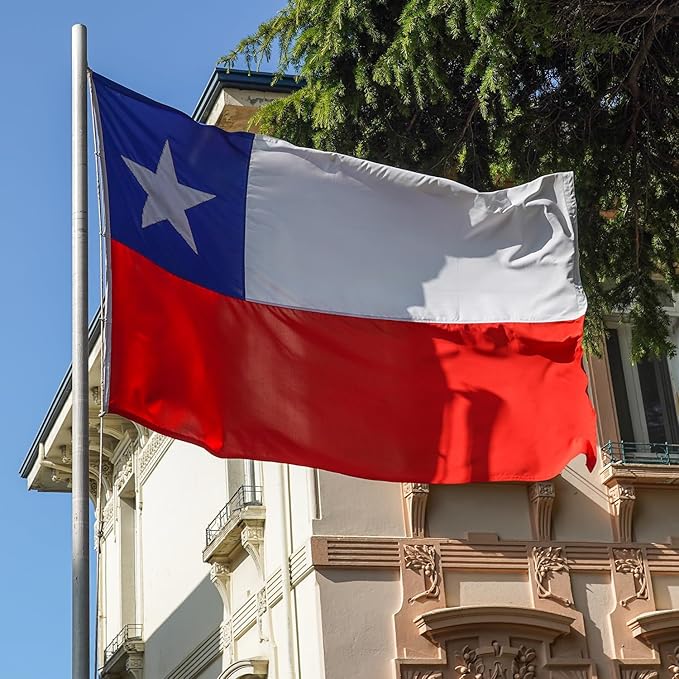 Chile Chilean Flag 3x5 ft Outdoor, Double Sided 3 Ply Heavy Duty Chile National Country Flag, 100% Quality Polyester Chilean Banner with Brass Grommets 4 Rows Stitches