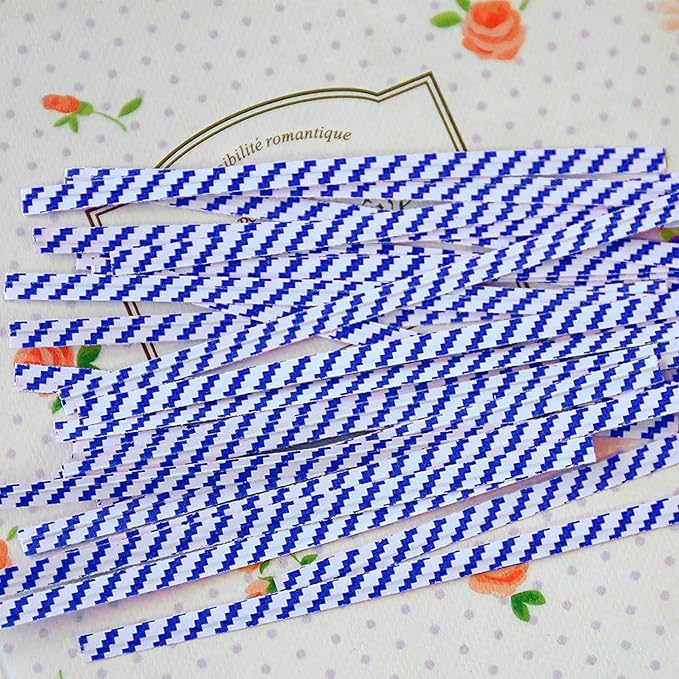 APQ Blue and White Metallic Twist Ties for Bags, 4 inches. 24000 Pack Plastic-Coated Bread Twist Ties for Treat Bags. Reusable Bread Tie. Light Metallic Twist Tie. Heavy-Duty Twisty Ties for Bags
