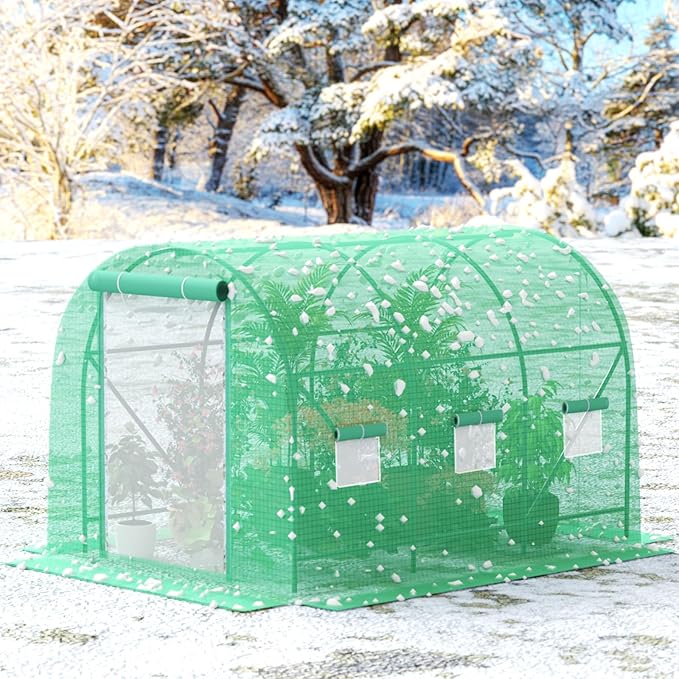 12x7x7 FT Greenhouse, Outdoor Walk-in GreenHouses with Screen Windows and Dual Zippered Door, Portable Waterproof Green Houses Tent for Outside Heavy Duty with Reinforced Frame #2