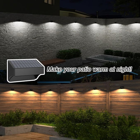 Solar Fence Lights,Fence Solar Lights Outdoor Waterproof Led IP65 with10 Fixed Colors & RGB Color Changing for Wall Backyard Step Railing Patio Pool Porchaily&Holiday Decorations (12)