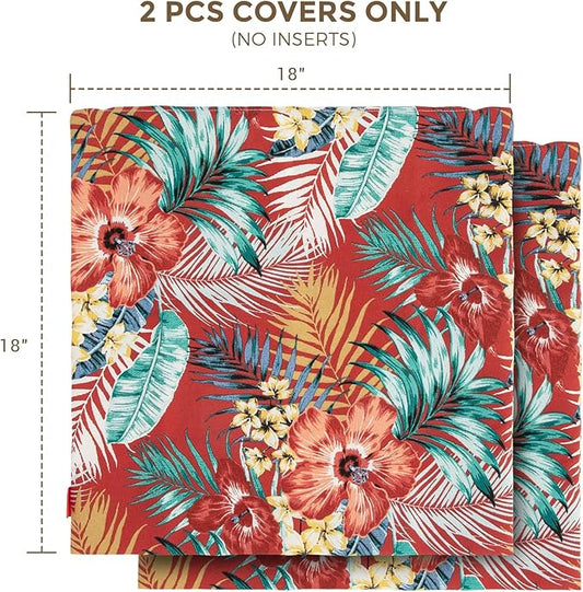 Throw Pillow Covers Set of 2, Outdoor Indoor Waterproof Decorative Patio Throw Pillowcase Shell 18x18 Inch, Square Cushion Case for Couch Sofa Garden Farmhouse Decoration-Sadira Chili Haze