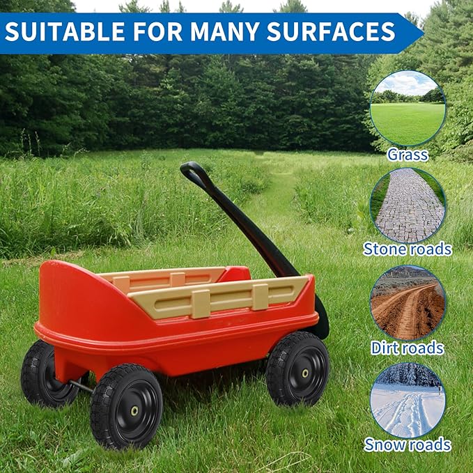 13 Inch Flat Free Wheels Tires 4.00-6 Solid Replacement with Universal 5/8" Axle Bore Hole, 16 Spacers and 8 Pins, for Wheelbarrow, Garden Wagon, Hand Truck, Trolley, Lawn Mower, 4 Pack
