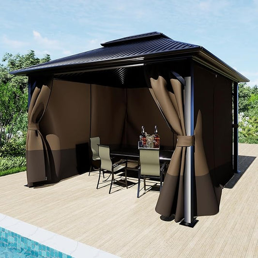 BPS 12' x 14' Gazebo Curtain Privacy 4-Panel Sidewall Outdoor Replacement Shade (Only Curtain)