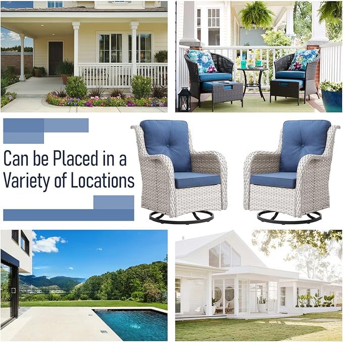 Swivel Rocker Patio Chairs:Patio Swivel Rocker Chairs Set of 2, Outdoor Wicker Rocking Chair Outdoor Swivel Rocker Patio Chair