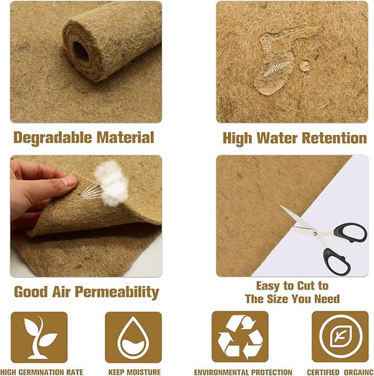 Halatool 5 PCS Jute Plant Hemp Fiber Grow Mat for Microgreens 10" X 20" Hydroponic Grow Pads Sprouting Kit for 1020 Growing Trays Indoor for Microgreens Wheatgrass Sprouts Organic Production