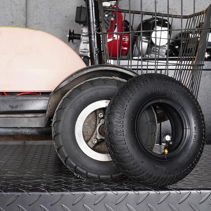 2.80/2.50-4" Tire and Inner Tube Compatible with Utility Cart Dolly Hand Truck Wheelbarrows Trolly Lawn Mowers Garden Carts Trailers Wagons Pressure Washer Air Compressor Cart