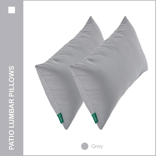 Indoor Outdoor Lumbar Pillows,Waterproof Outdoor Pillows Set of 2 for Patio Furniture,12×20 Inch,Grey