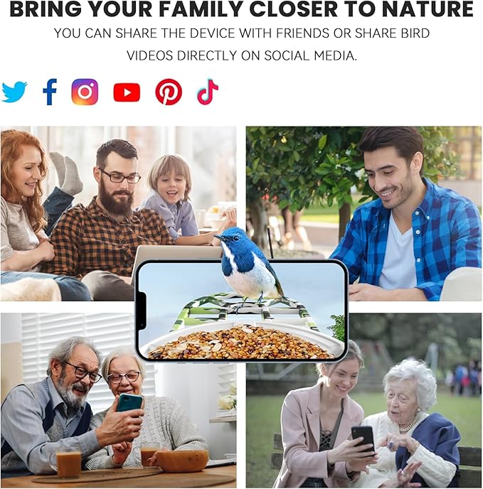 Luvan Bird Feeder with Camera, 1080 HD AI Identify Birds Species, Smart Solar-Powered, Auto Capture Birds& Motion Detection for Watching