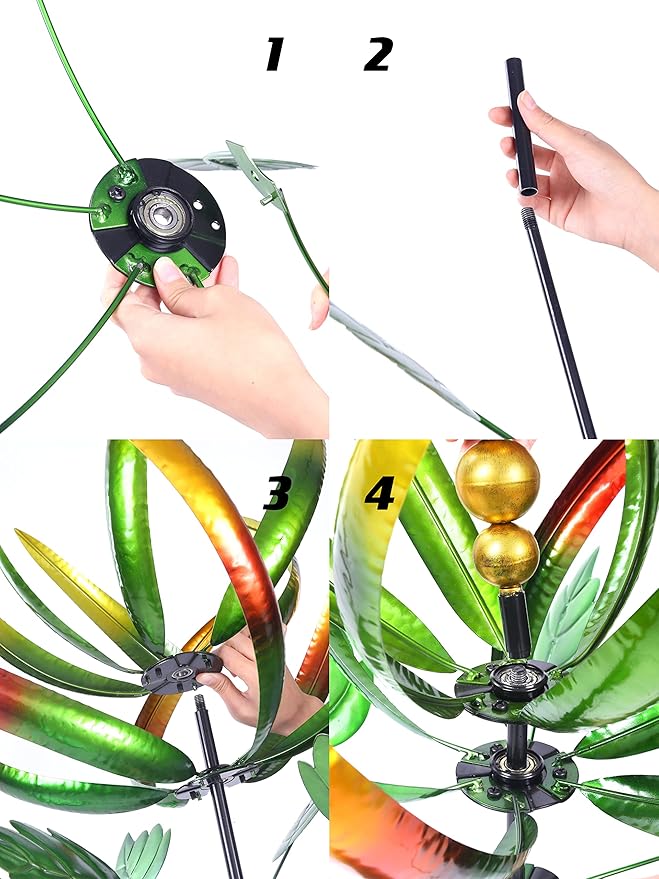 Wind Spinner for Garden and Yard - Large Metal Kinetic Wind Sculptures for Outdoor Decor 80 Inches Multi-Color Tulip Wind Spinner