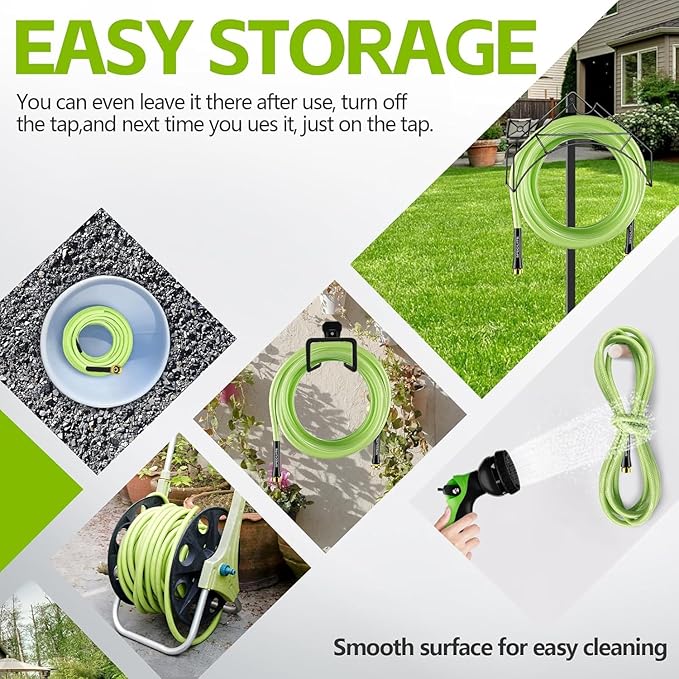 SPECILITE Flexible Garden Water Hose 100 Ft, Heavy Duty, Lightweight and Leak-Proof Pipe× 1/2 In, 3/4" Brass Swivel Fittings,Burst 600 PSI, Non-Expandable, Kink-Proof, For Car, Yard, Outdoor, Lawn