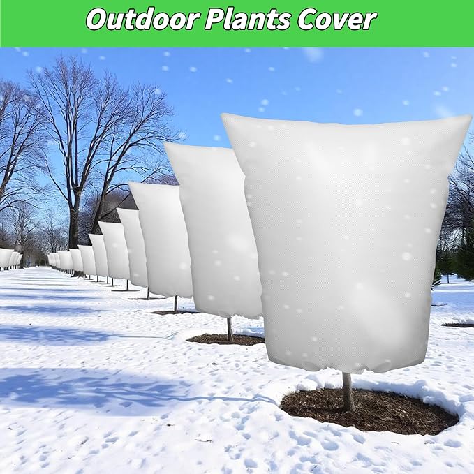 4PCS Large Plant Covers Freeze Protection 2.2oz Reusable Winter Frost Cloth Plant Protection Jacket Cover Bags Frost Blankets, for Shrub Trees Outdoor Plants Fruit Tree Potted, 75"W x 90"H
