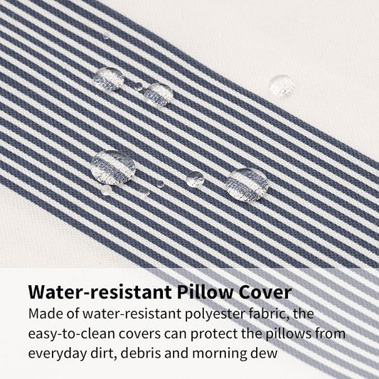 2 Pack Outdoor Throw Pillows 21x15 Inch Water-Resistant Decorative Pillow Cushions with Insert for Patio Garden Porch, Blue Stripe