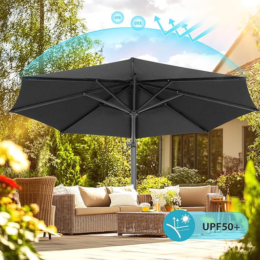 HOTIME10ft Patio Umbrella Cantilever Umbrella - Upgrade and Intensify - with 360 Rotation and 5 Angles Adjustment - Aluminum Offset Pool Umbrella Square Outdoor Umbrellas for Patio Garden Deck
