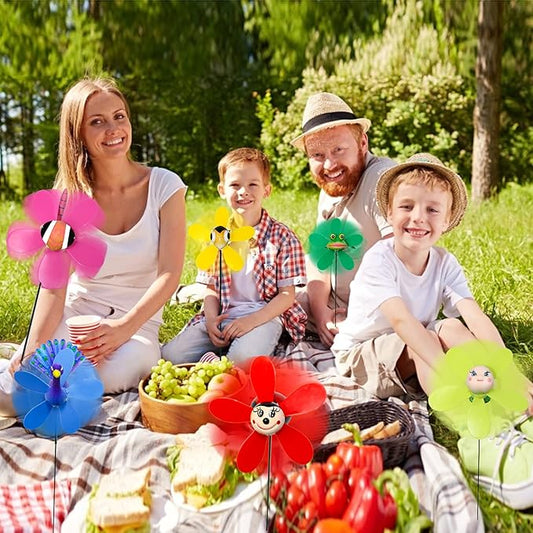 Garden Pinwheels, 6 Pack Wind Spinners with Metal Stakes, Colorful Decor Pinwheels Windmills Whirligigs Kids Toys for Outdoor Indoor Garden Yard Lawn Patio Party Wedding Decorations
