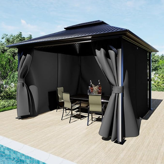 BPS 12' x 14' Gazebo Curtain Privacy 4-Panel Sidewall Outdoor Replacement Shade (Only Curtain)
