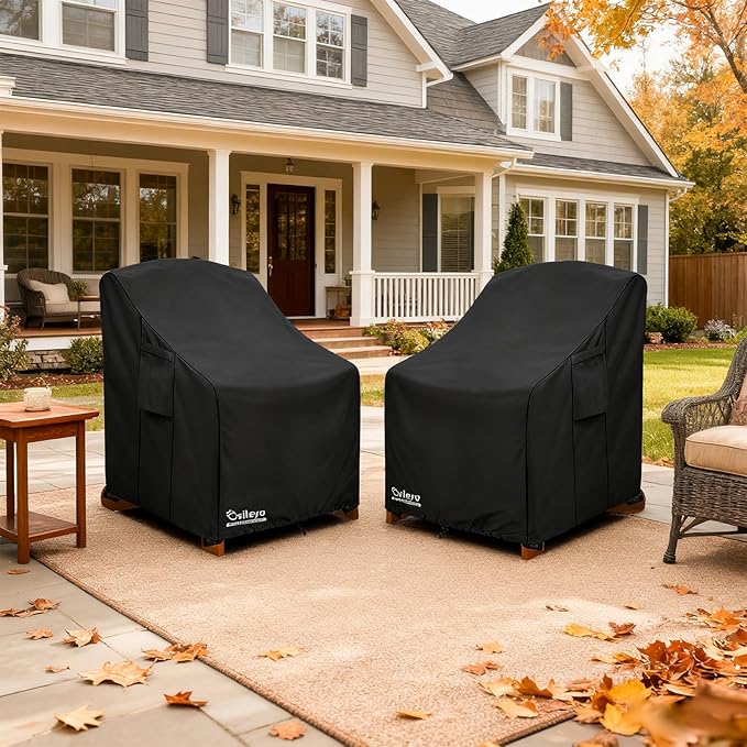 Patio Chair Cover 35W x 37D x 36H inches,Waterproof Heavy Duty Outdoor Furniture Covers for Patio Adirondack Chair 2 Pack(Black)