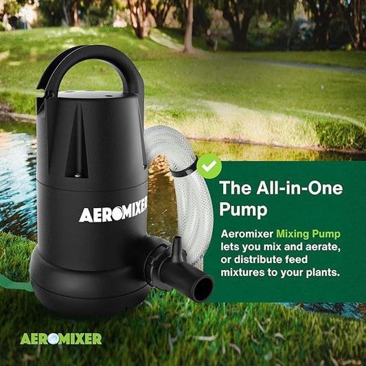 Aeromixer Tall 3/4 HP Submersible Mixing + Aerating Pump - Submersible Water Pump for Nutrient Mixing and Aerating, Electric Garden Water Pumps, Heavy Duty Outdoor Pumps for Farming and Gardening