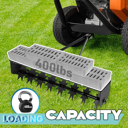 45 Inch Towed Spike Aerator, Tractor Lawn Aerator with 8 Steel Spike Discs, Mower Hitch, Lawn Soil Penetrator with Extra Wide Drawbar for Farm, Planting (Black, 45 Inch)