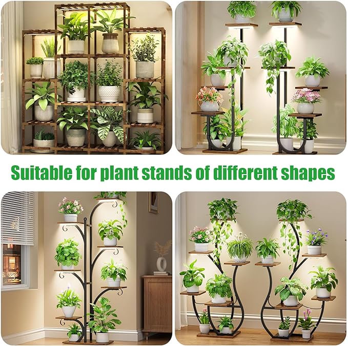 LED Plant Growing lamp Strips, Full Spectrum 3500K Grow Light for Indoor Plants with 3/9/12H Timer and 10 Dimmable Levels for Green House Hydroponics Succulent,4 Head 13 Inches