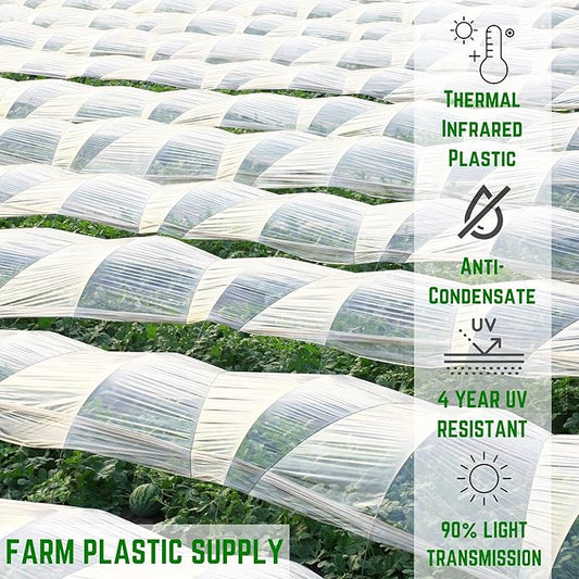 Farm Plastic Supply - Clear IRAC Greenhouse Plastic Sheeting - 6 Mil - (40' x 10') - 4 Year UV Resistant Infrared Anti-Condensate Green House Covering Thermal Greenhouse Plastic 6 mil