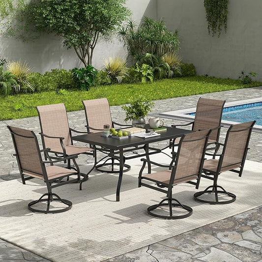 Soohow Outdoor Dining Table 60"x35", Rectangle Patio Dining Table with 1.57" Umbrella Hole, Outdoor Metal Furniture for Patio, Graden, Backyard and Poolside, Weather-Resistant