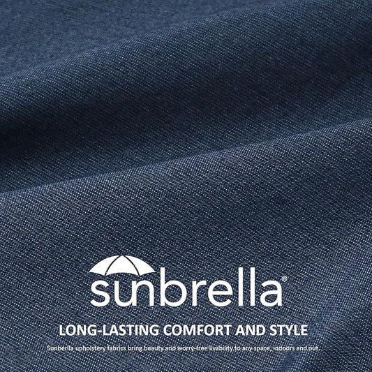 Sunbrella Square Corner Seat Cushions, 18.5" x 16" x 3", Set of 4, Indoor Outdoor Water Repellent Universal Chair Pads with Ties for Patio Furniture, Garden Dining Chairs, Specrtum Indigo