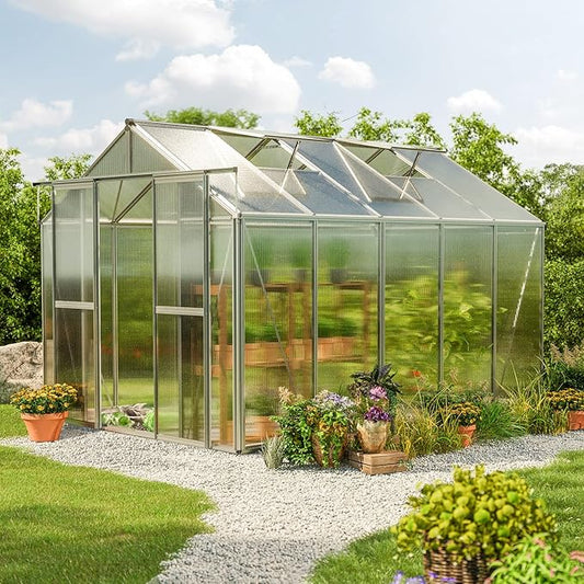 Greenhouse Saphir 5 Aluminum Frame 8.5 x 10.6 ft with Approx. 6 mm Polycarbonate Panels