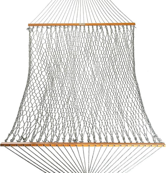 Original Pawleys Island Deluxe Green Oatmeal Heirloom DuraCord Rope Hammock – 13 ft. x 65 in, 2-Person, 450 lb Capacity, Oak Spreader Bar, Zinc-Plated Hardware, Handcrafted in The USA