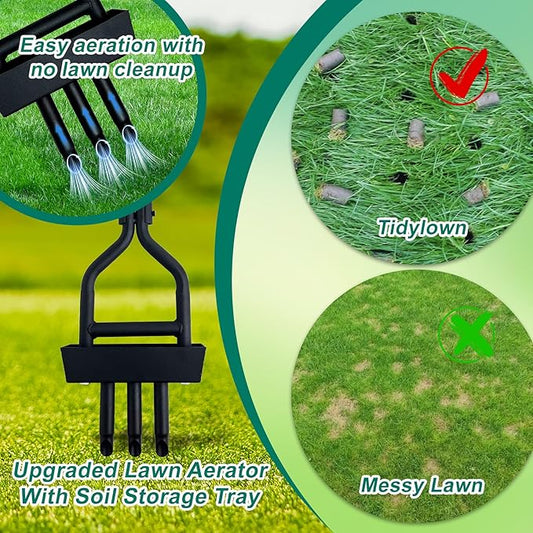 Core Aerator Lawn Tool,Lawn Aerator for Lawn Care, Aerator Lawn Tool for Gardens courtyards Golf Courses,Lawn Aerator Tool with Collector