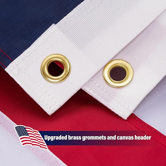 American Flag 4x6 ft for Outside, Heavy Duty US Longest Lasting, Tough 210D US Flags with Embroidered Stars, Sewn Stripes, Brass Grommets, Indoor/Outdoor All Weather Use