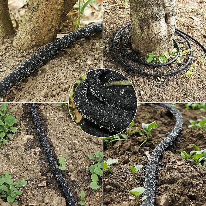 Soaker Hose 10 FT for Garden 1/2" Diameter Irrigation Hose Save 70% of Water Solid Brass Interface Eminently Suitable for Lawn and Garden Beds Cover