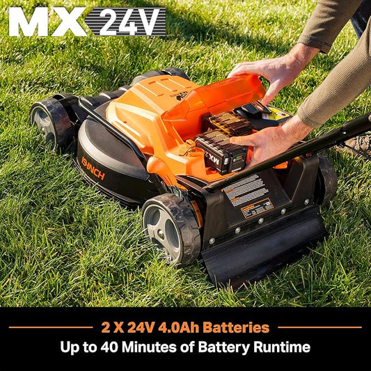 LawnMaster CLMF4819X 19-inch Brushless Cordless Mower with 2X24V MAX* 4.0Ah Battery and a Dual Charger 6 Cutting Position