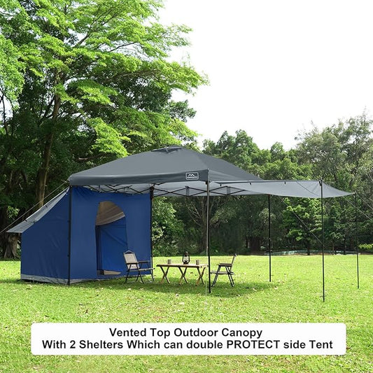 KAMPKEEPER 10x10 Easy Pop Up Canopy Tent with Sidewalls, Instant Outdoor Shade Shelter with Removable 10FT Sun Walls, Quick Setup Waterproof and UV-Resistant for Patio (Dark Gray, 2 sidewall)