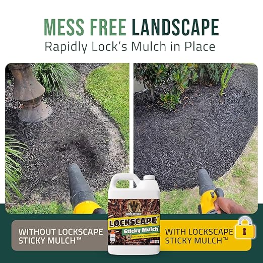 PetraMax Lockscape 64 oz Ultimate Mulch Glue for Landscaping Bundle with HD101, 1 Gallon Pump Garden Sprayer for Easy Hold Landscape