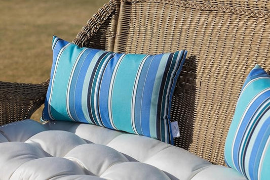 RSH DECOR: Sunbrella Pillow Covers Set of 2 | Covers Only - 26" x 16" | Outdoor Lumbar Pillow Covers Crafted with Sunbrella Performance Fabric | Dolce Oasis